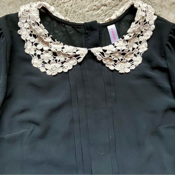 Lace collar Wednesday Adams sheer black blouse with button up back. Small. - Picture 2 of 7